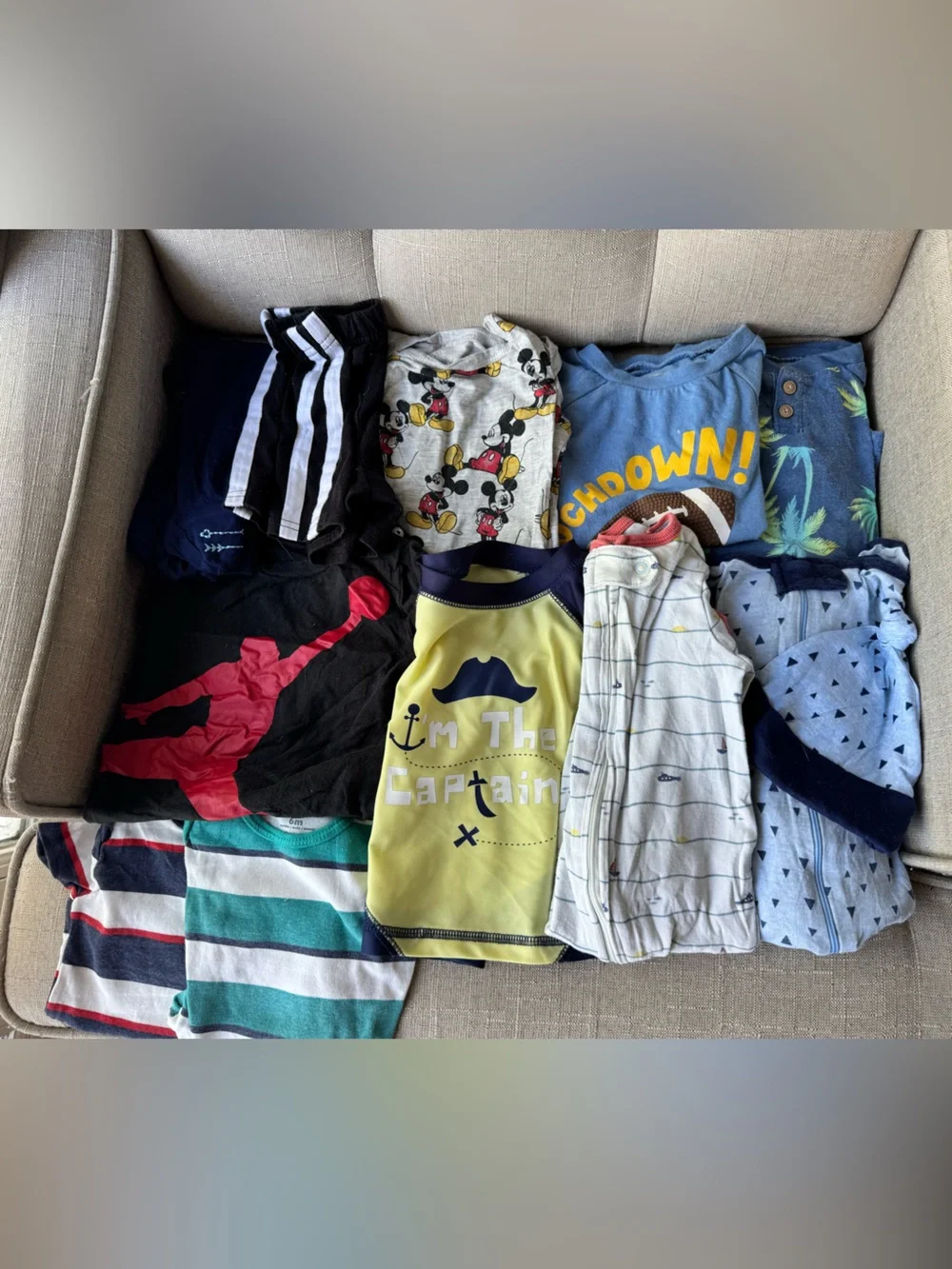 6-9 month Baby Boy Clothing Lot Mickey Mouse Gray Hoodie, Tshirts, onesies & PJs